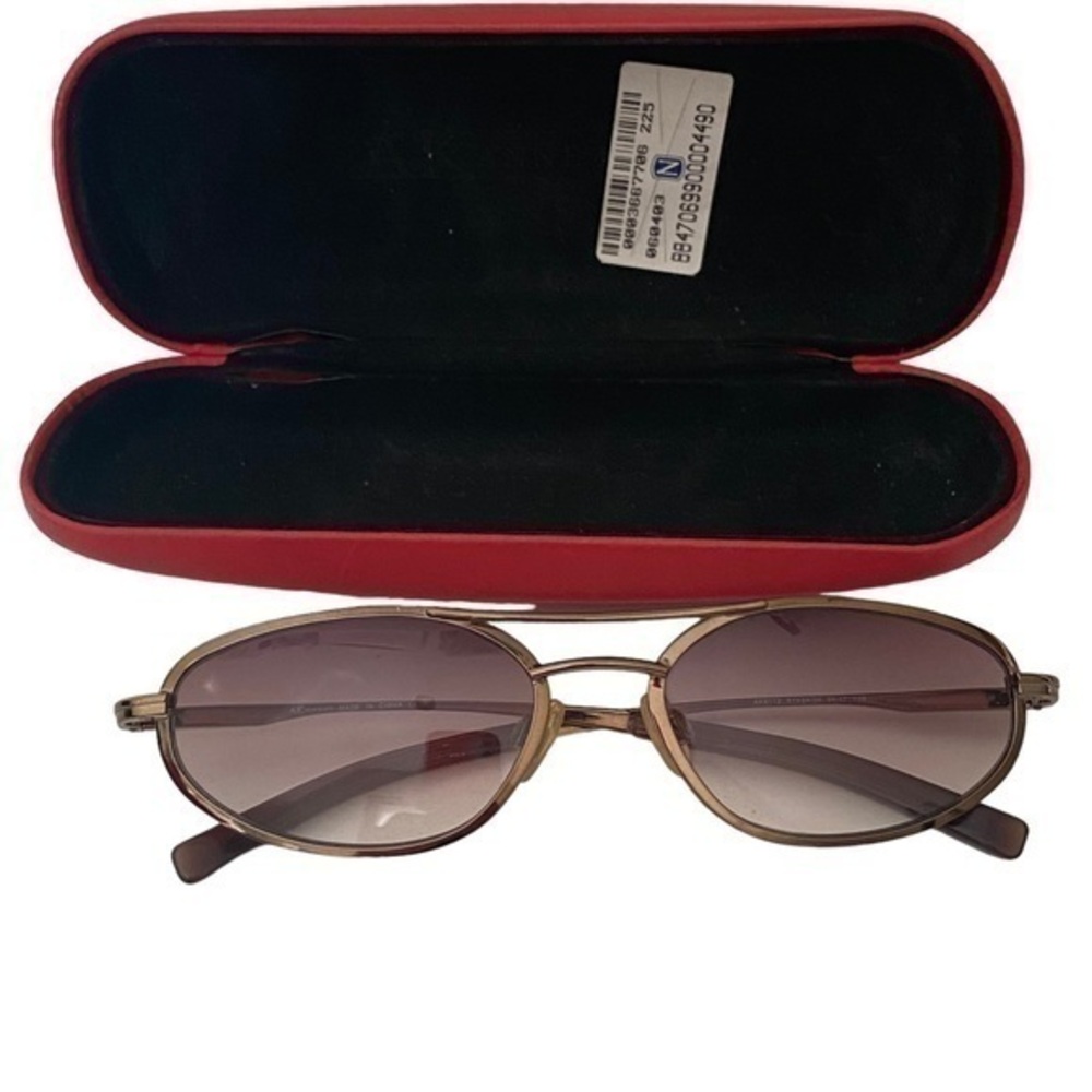 Ann Klein Gold Metal Frame Tinted Lenses Aviator Sunglasses NEW